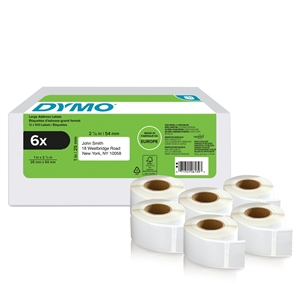 Dymo LabelWriter 25 mm x 54 mm Returadresseetiketter 6 ruller á 500 stk.