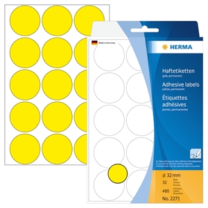 HERMA etikett manuell ø32 gul mm, 480 stk.