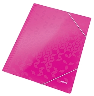 Leitz 3-klaff elastisk mappe WOW A4 rosa