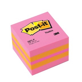 3M Post-it-lapper 51 x 51 mm, mini kubusblok rosa