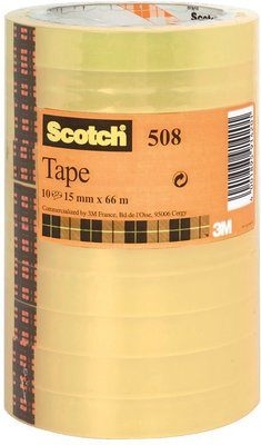3M-tape Scotch 508, 15mmx66m, klart tårn (10)