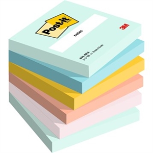 3M Post-it Beachside, 76 x 76 mm, 100 ark - 6 pakke
