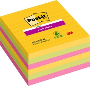 3M Post-it-notater super sticky 101 x 101 linjer Rio de Janeiro - 6 pakker