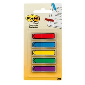 3M Post-it Indekstabsler 11,9 x 43,1 mm, "pil" assorterte farger - 5 pakke