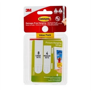 3M Command strips for picture hanging Value Pack, hvit