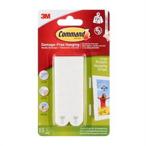 3M Command strips for picture hanging, white, 4 x 2 large strips, 7.