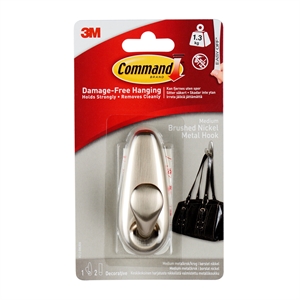 3M Command Forever Classic medium sized metal hook in brushed nickel