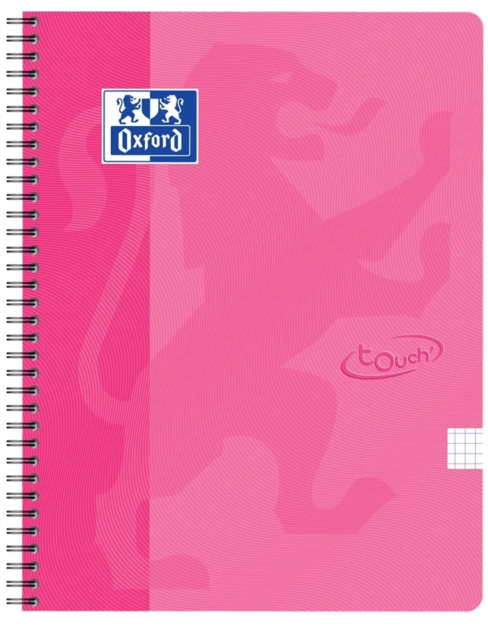 Oxford Touch notatbok A5+ rutet 5x5 70 ark 90g rosa
