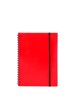 Büngers notatbok A5 plast med spiralrygg rød