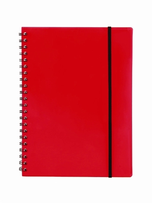 Büngers notatbok A4 i plast med spiralrygg, rød.