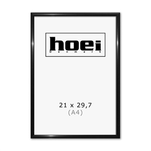 Sort Aluminiumsramme 21 x 29,7 cm PLEXI - (A4)