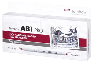 Tombow Marker alkohol ABT PRO Dual Brush 12P-3 Grå (12)