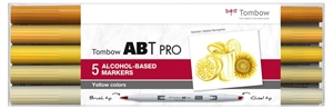 Tombow Marker alkohol ABT PRO Dual Brush 5P-5 Gule farger (5)
