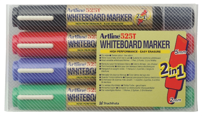 Artline Whiteboard Marker 525T 2-i-1 4-sett