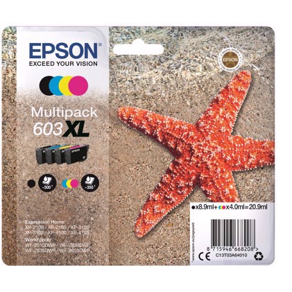 Epson T03U Multipack 4-colours 603XL Ink Cartridge