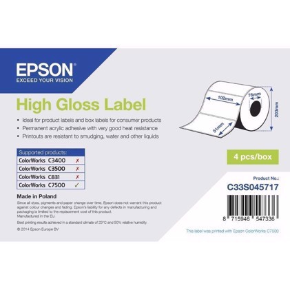 High Gloss Label - utstansede etiketter 102 mm x 51 mm (2310 etiketter)