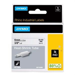 Tape Rhino 9mm x 1,5m krympestrømpe svart/hvit