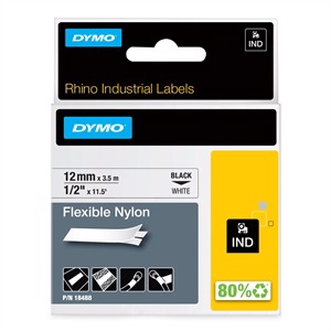 Tape Rhino 12mm x 3,5m fleksibelt nylon svart/hvitt