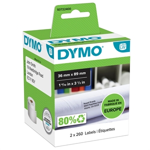 Dymo Label Addressing 36 x 89 bef hvit (2 x 260 stk.)