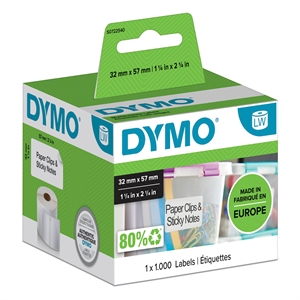 Dymo Label Multi 32 x 57 fjern hvit mm, 1000 stk.
