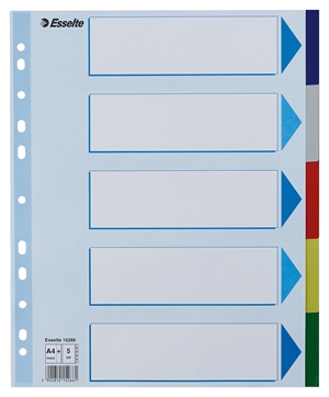 Esselte Faneblade PP A4 maxi 5-delt fargede faner