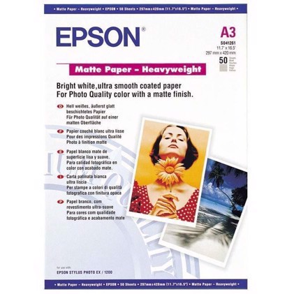 Epson Matte Paper Heavy Weight 167 g, A3 50 ark | C13S041261