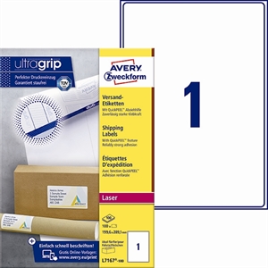 Avery L7167-100 For shipping labels 199.6 x 289.1 mm QP+UG mm, 1 piece.