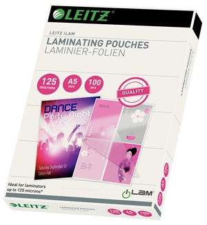 Leitz Lamineringslomme glans 125my A5 (100)