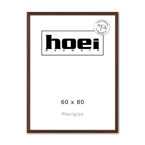 Massiv mørk eikeramme til foto og plakater 60 x 80 PLEXI cm