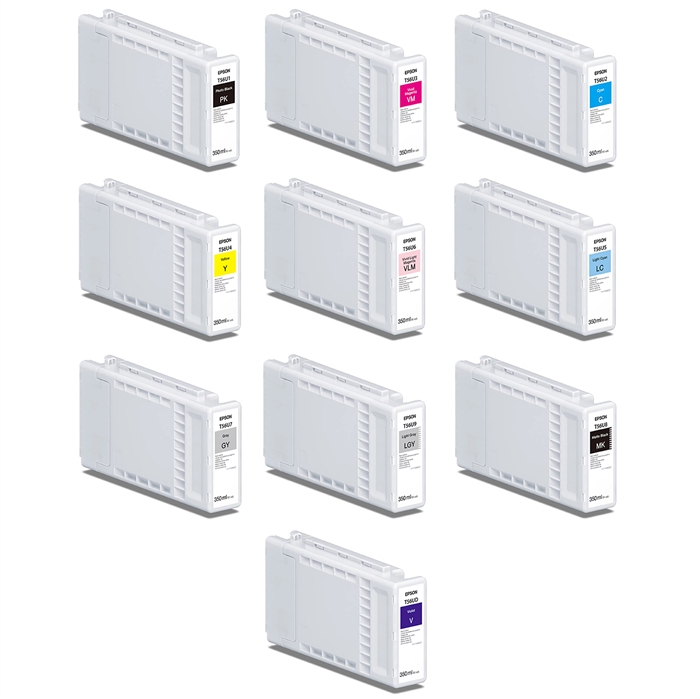 Komplett sett med 350 ml blekkpatroner til Epson SureColor P7300 og P9300