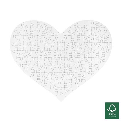 Sublimation Puzzle 28,5 x 35,5 cm - Cardboard 114 pcs Heart Shape High Gloss White