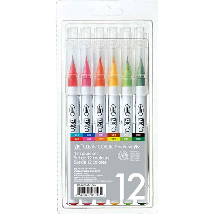 ZIG Clean Color Pensel Pen sett med 12