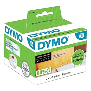 Dymo Label Addressing 36 x 89 permanente transparente mm, 260 stk.