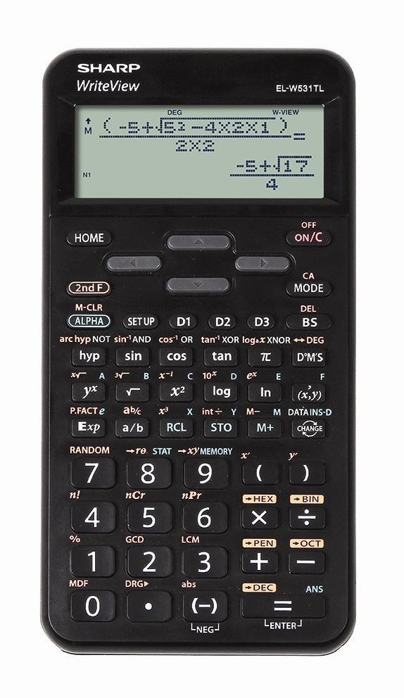 Sharp vitenskapelig kalkulator EL-W531TL, svart.