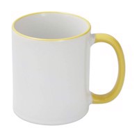 Sublimation Mug 11oz - Rim & handle Yellow Dishwasher & Microwave Safe