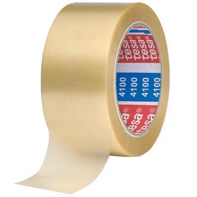 tesa 4100, Premium emballasjetape og pakketape preget, Klar. - 50 mm x 66 meter