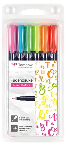 Tombow Marker Fudenosuke hard neon sett (6)