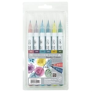 ZIG Clean Color Pensel Pennesett med 6 stk Røykfargede farger